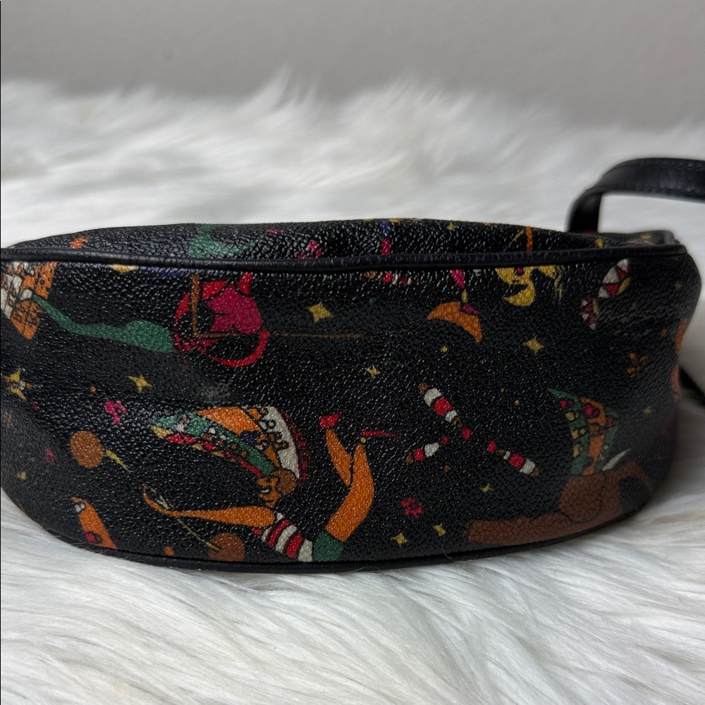VTG Piero Guidi Black Crossbody Bag with Multicolor Print and Gold Hardware - Picture 4 of 8